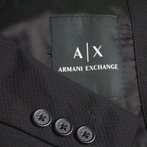 Armani Exchange Solid Black Red White Trim Sport Coat Jacket Sz 42